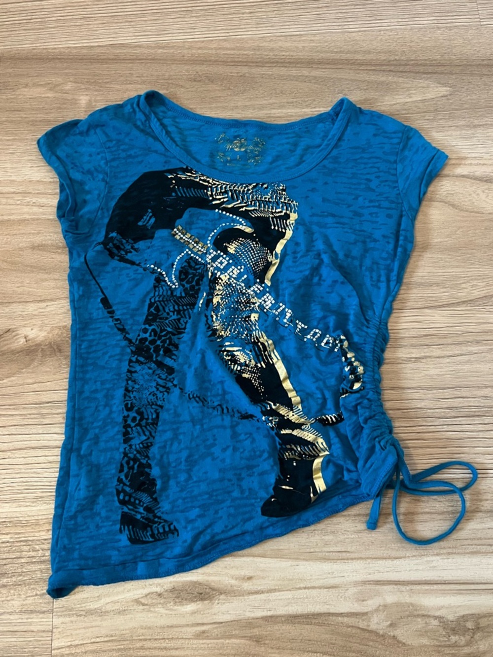 Apple Bottoms Teal Blue Tee with Studded Metallic Logo